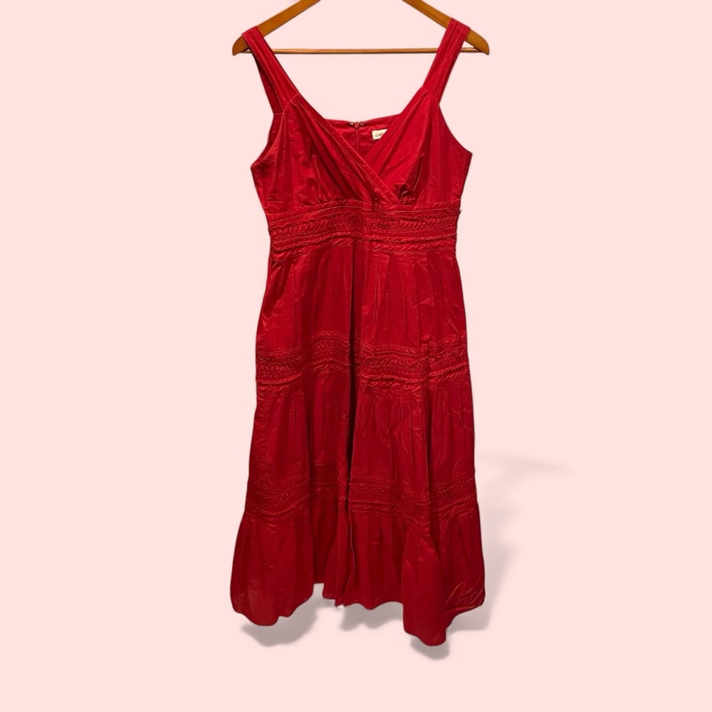 Cute distressed cherry ruffle lady in red faux wrap front tiered maxi dress